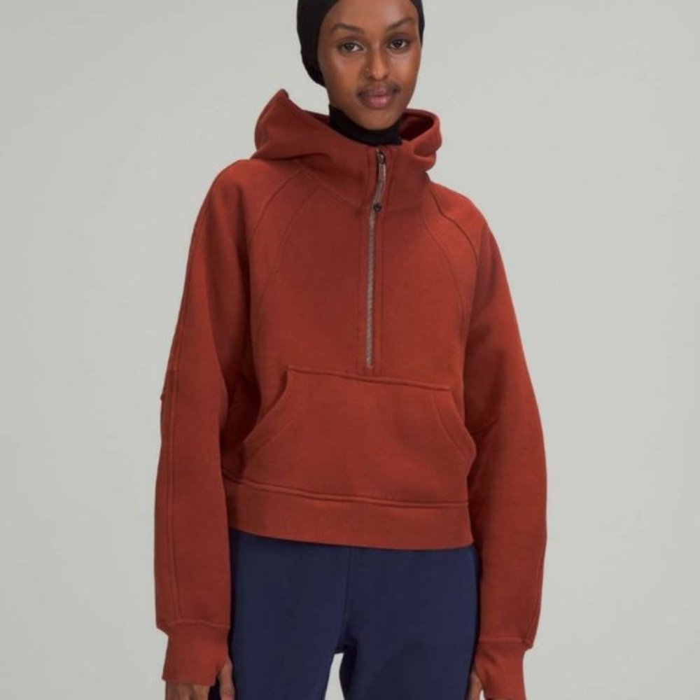scuba oversized half zip hoodie date brown